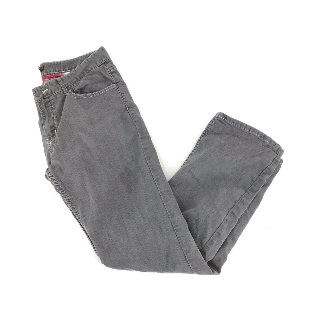 Prana Gray Denim Jean Flannel Lined Bootleg Womens